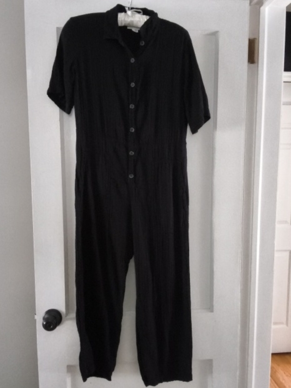 Velvet By Graham And Spencer Black Gauze Cotton Black Button-Front Jumpsuit XS